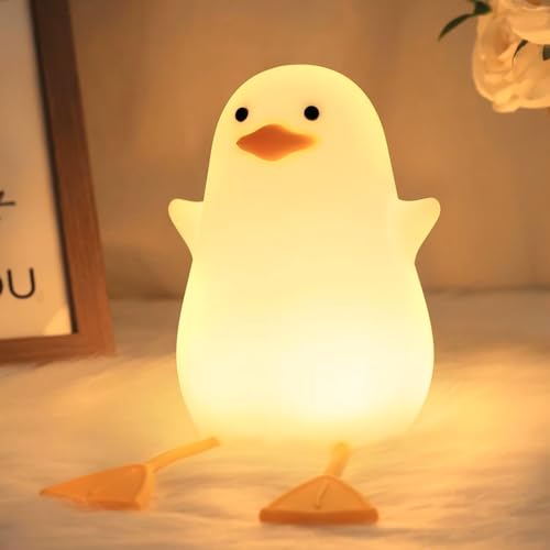 HUMAIZAR Silicone LED Night Light for Kids, Soft Touch Animal Bedside Lamp for Bedroom & Nursery, Rechargeable Cute Night Lamp (Sitting Duck) - Image 4
