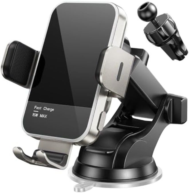 Mosurr Wireless Car Charger,【7 Colored RGB Backlit】 Mosurr 15W Auto Clamping Phone Holders for Your car fit for iPhone 16 15 14 Mini Pro Max, Samsung Galaxy S25 Ultra S24 S23+, etc, Fathers Day for Gifts - Image 1