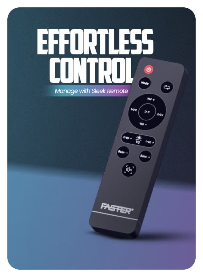 Faster E30 2.1 Wired Channel Speaker System 45W Subwoofer + 64GB USB 3.1 Flash Drive Bundle – RGB Lights, Bluetooth 5.4, Remote Control, USB/SD/AUX/FM – Deep Bass Home Theater & Super-Fast Pendrive for PC, TV, and Laptop - Image 3