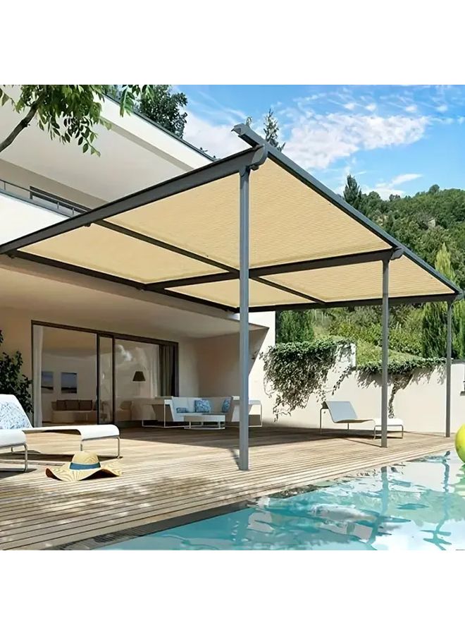 Beige Shade Net 3x5M 9.8x16.4ft UV Protection Easy Setup for Balcony Yard Pool - Image 5