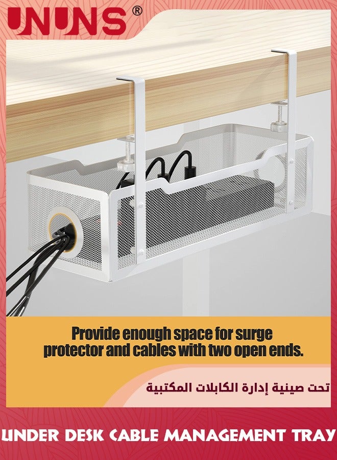 UNUNS Under Desk Cable Management Tray,Cable Management Under Desk No Drill,Cable Tray with Clamp For Desk Wire Management,Desk Cable Management Box For Office,Home,No Damage to Desk  - Image 5