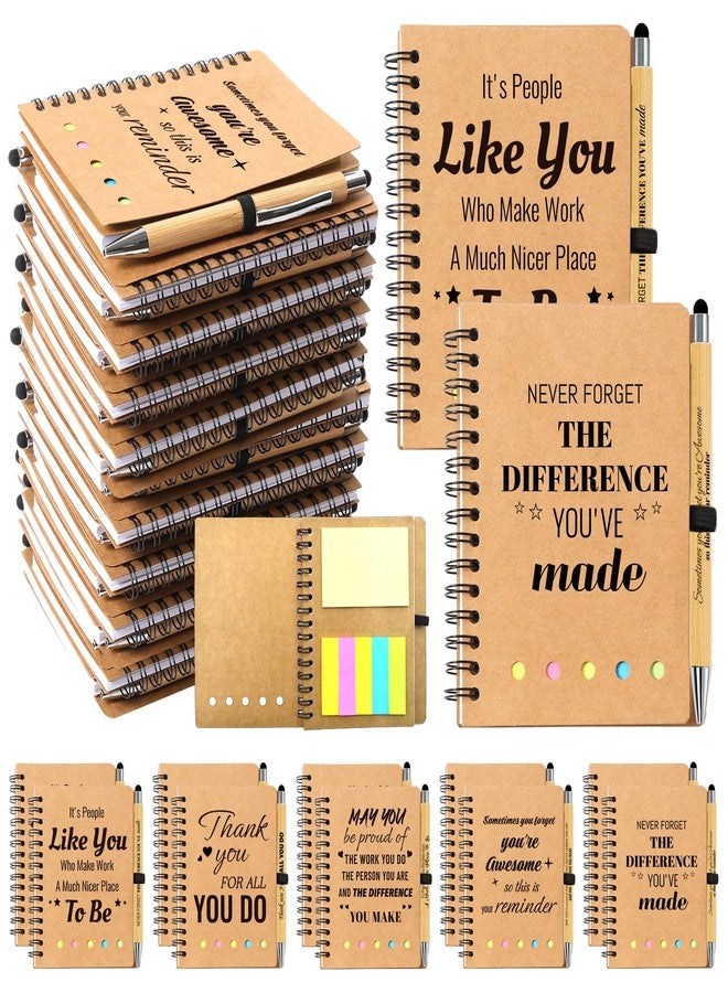 Tarevaniwa 60 Pcs Employee Appreciation Gifts Bulk - 30 Sets of Inspirational Spiral Notebooks with Motivational Pens, Thank You Gifts for Staff, Coworkers,Teacher, Housekeeping, Team, Nurse, Office & School - Image 1