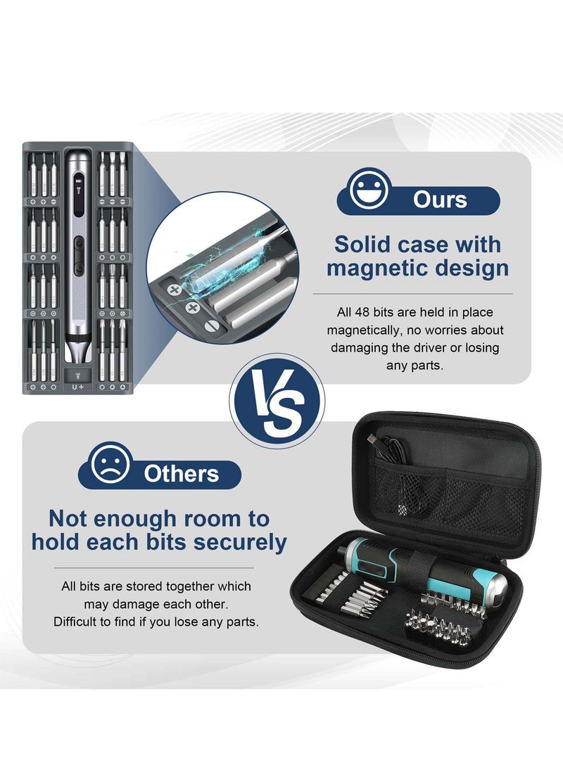 Y&D 51 in 1 Mini Electric Precision Screwdriver Set USB-C Rechargeable Portable Cordless with 48 Magnetic Bits - LED Lights for Repair Tool Laptop Phone PC Camera  - Image 5