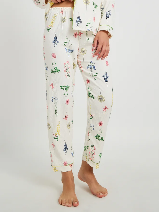 Take Two Take Two Texture Floral Printed Shirt and Pyjama Set