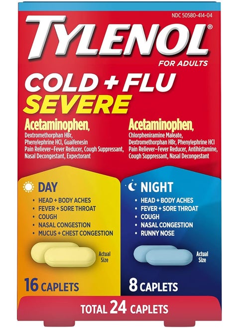 Cold Plus Flu Severe For Day And Night, 24 Caplets