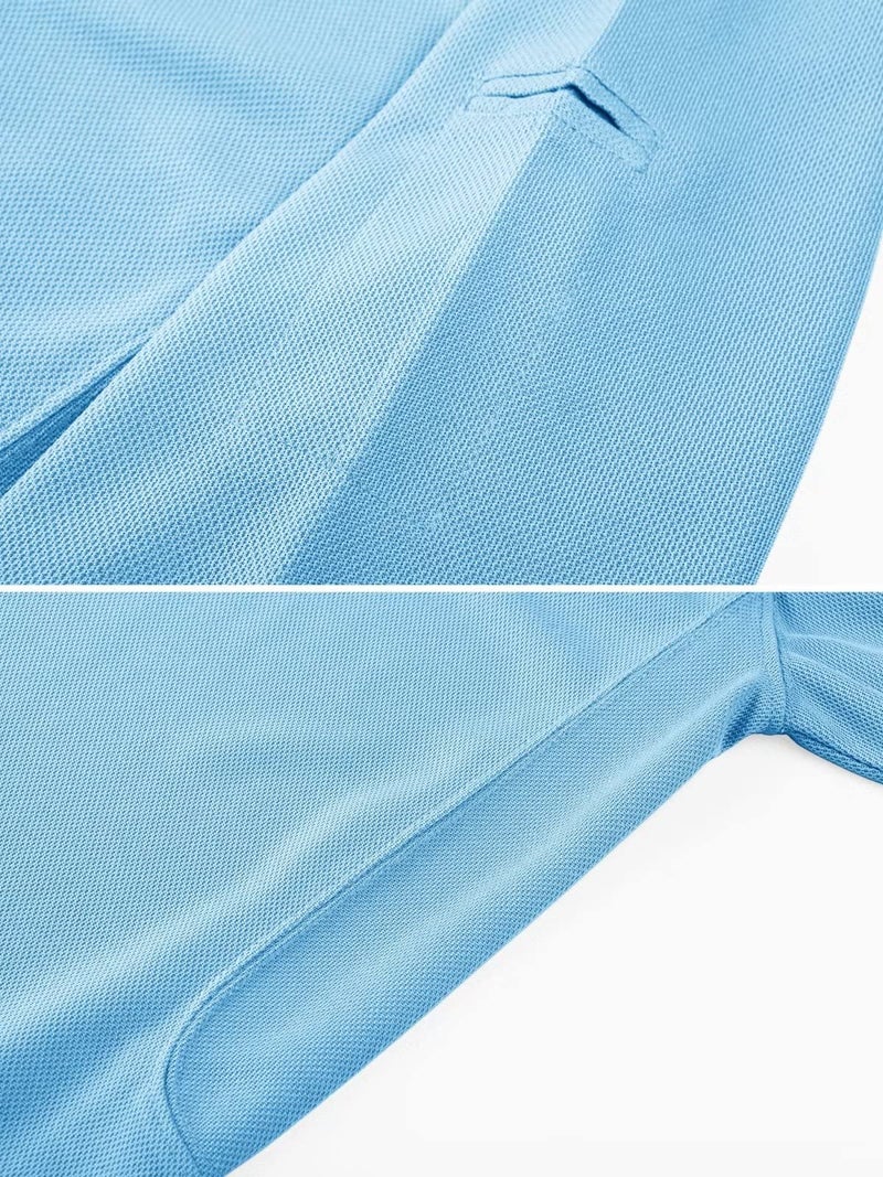 MAGCOMSEN Mens Tactical Polo Shirts - Quick Dry Short Sleeve Golf & Work Shirts - Summer Sky Blue XL - Image 3