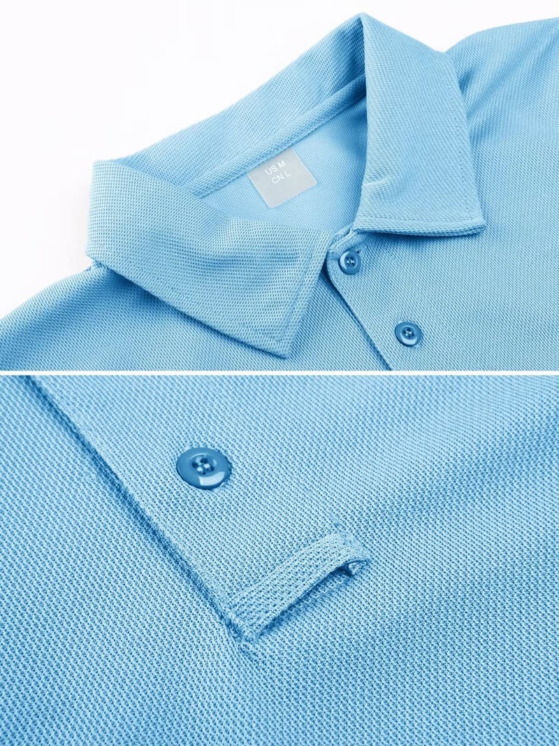 MAGCOMSEN Mens Tactical Polo Shirts - Quick Dry Short Sleeve Golf & Work Shirts - Summer Sky Blue XL - Image 2