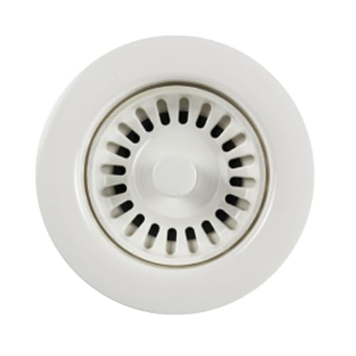 Houzer 190-9261 - 3-1/2 Inch Polar White Kitchen Sink Basket Strainer, Durable Food Catcher Stopper for Metal Kitchen Sink, Ideal for Filtering Waste and Preventing Clogs - Image 1