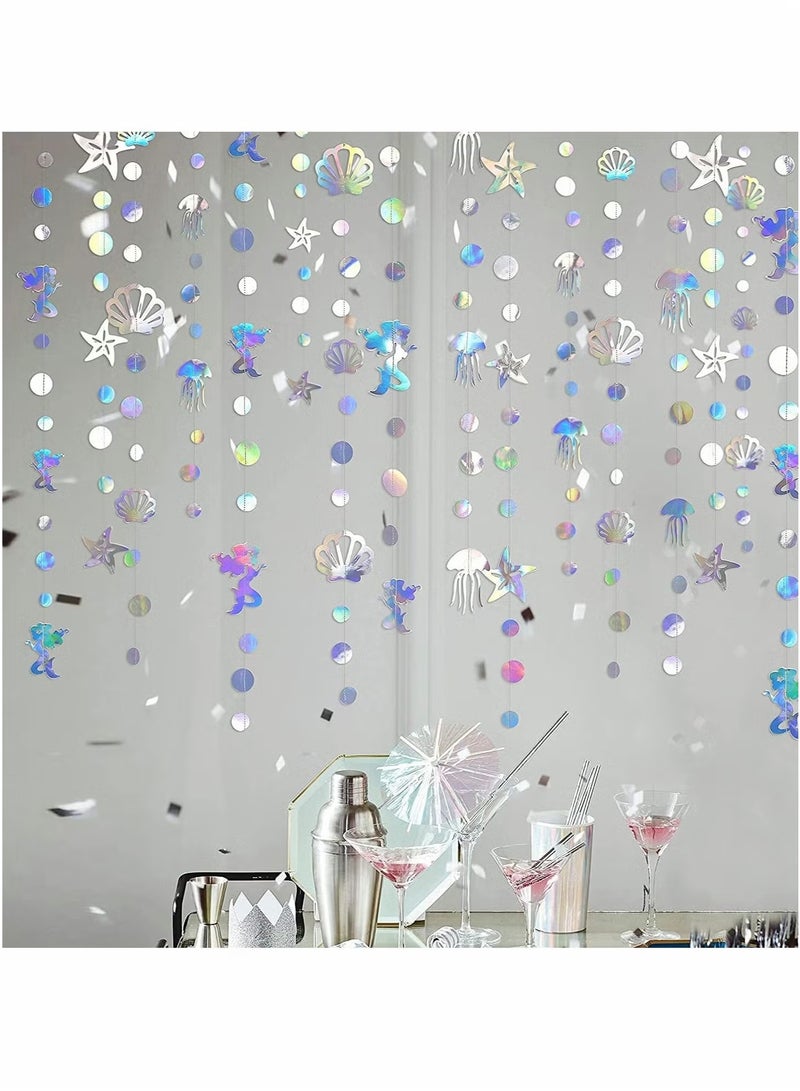 إيليلي 4 قطع من أكاليل الحفلات، أكاليل حورية البحر، مع قنديل البحر، صدفة البحر، لؤلؤة نجم البحر، شريط ورقي ثلاثي الأبعاد، لأعياد الميلاد وحفلات توديع العزوبية وحفلات استقبال المولود تحت البحر، ديكورات الحفلات - Image 4