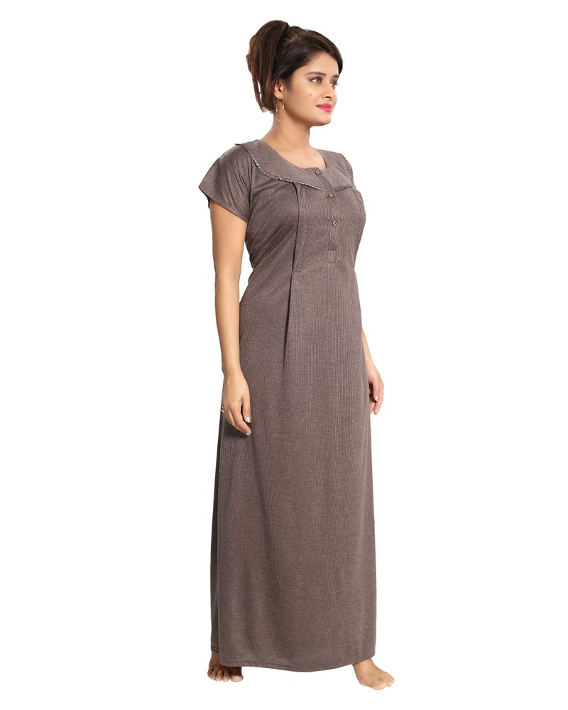 Fabme Women's Nighty(NW0142_Chocolate_Free Size_Chocolate_Free Size) - Image 2