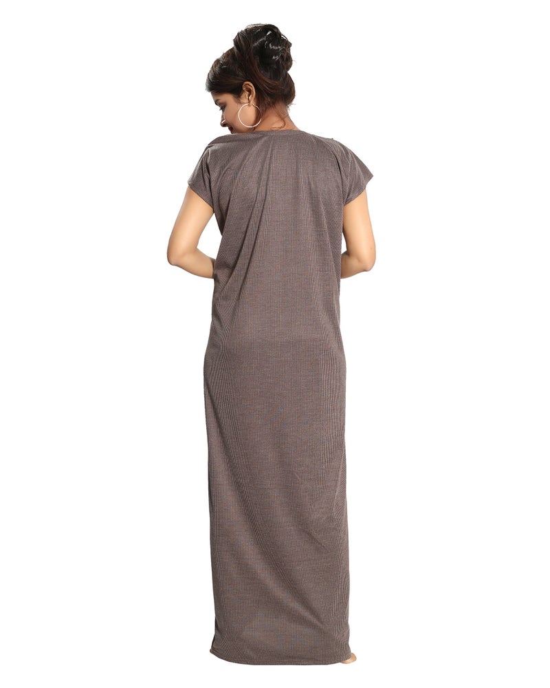 Fabme Women's Nighty(NW0142_Chocolate_Free Size_Chocolate_Free Size) - Image 3