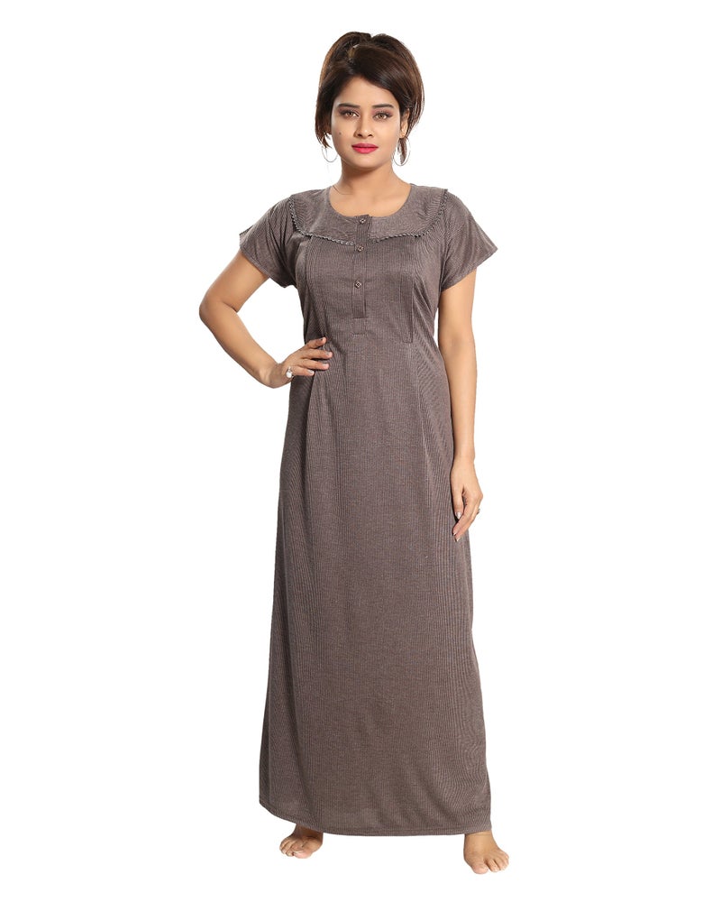 Fabme Women's Nighty(NW0142_Chocolate_Free Size_Chocolate_Free Size) - Image 4