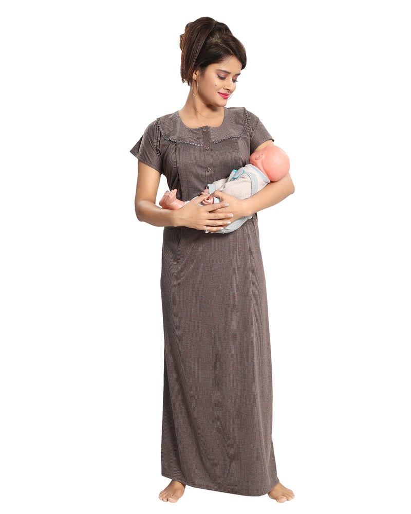 Fabme Women's Nighty(NW0142_Chocolate_Free Size_Chocolate_Free Size) - Image 1