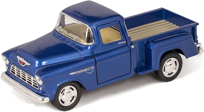 KiNSMART 1955 Chevrolet Stepside Pickup Truck 5 Inch 1:32 Scale Die Cast Metal Little Blue Truck