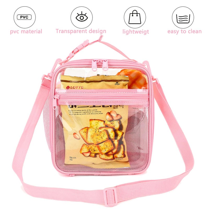 FlowFly Kids Lunch box Insulated Soft Bag Mini Cooler Back to School Thermal Meal Tote Kit for Girls, Boys, PinkClear - Image 5