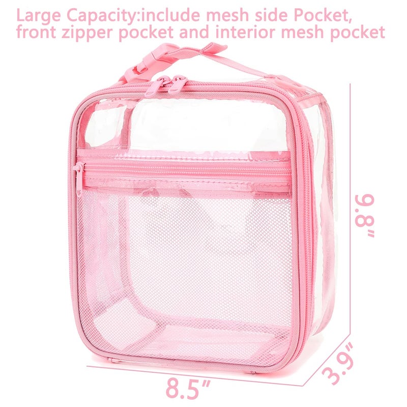 FlowFly Kids Lunch box Insulated Soft Bag Mini Cooler Back to School Thermal Meal Tote Kit for Girls, Boys, PinkClear - Image 3