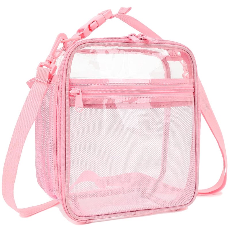 FlowFly Kids Lunch box Insulated Soft Bag Mini Cooler Back to School Thermal Meal Tote Kit for Girls, Boys, PinkClear - Image 1