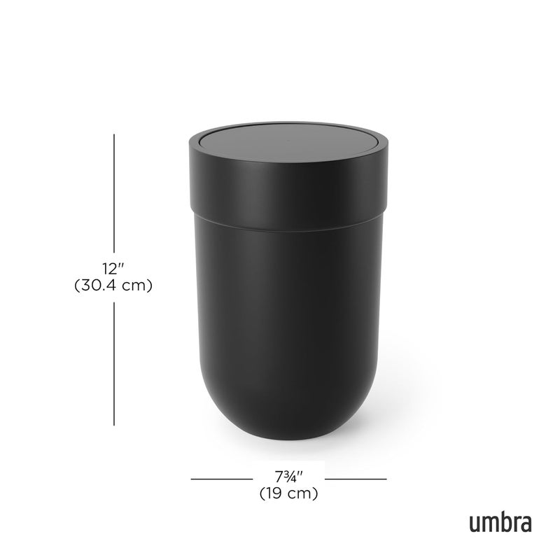 UMBRA سلة نفايات بتصميم حديث مع غطاء متأرجح، أسود - Image 3