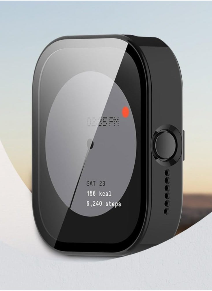 Case Compatible with CMF by Nothing Watch Pro, Full Coverage Slim Hard Case Protective Bumper Built-in Tempered Glass Screen Protector Shell for CMF by Nothing Watch Pro (Black)