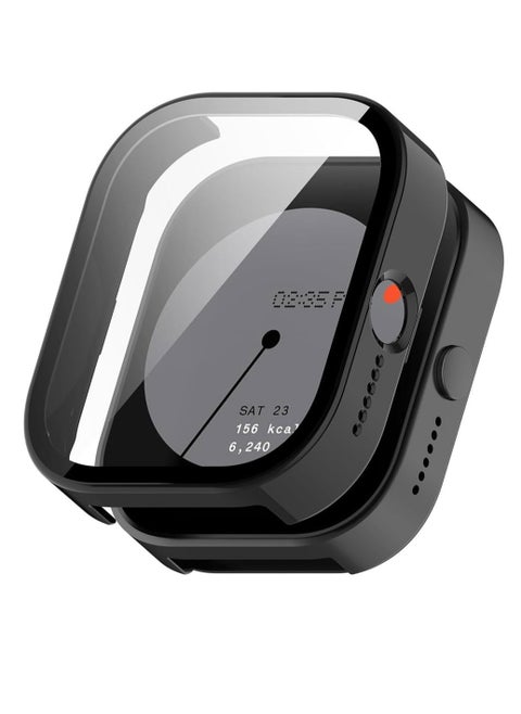 Case Compatible with CMF by Nothing Watch Pro, Full Coverage Slim Hard Case Protective Bumper Built-in Tempered Glass Screen Protector Shell for CMF by Nothing Watch Pro (Black)