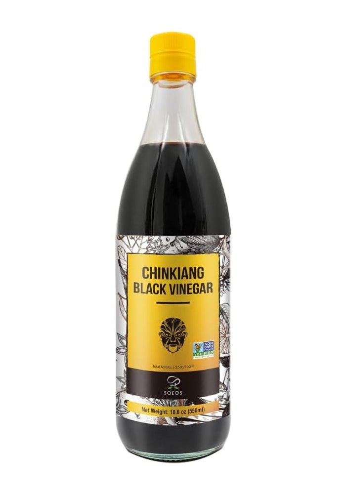 Soeos Chinkiang Black Vinegar - 18.6 fl oz (550ml) Organic Chinese Black Rice Vinegar for Cooking - Image 2
