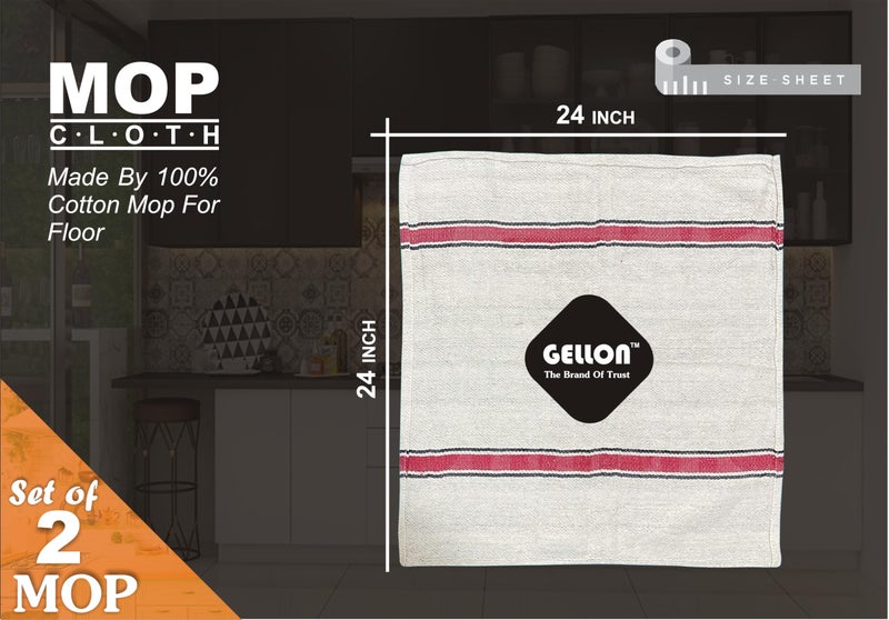 Gellon Cotton Floor Cleaning Mop, High Absorbency & Durable Reusable Pocha Cloth in 24” x 24” Multipurpose Mop Duster Cloth Pack of 2 - Image 2
