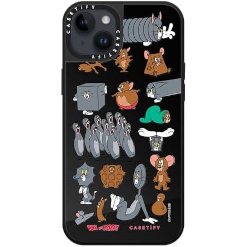 Casetify Mirror Case for iPhone 14 Plus 【Tom and Jerry Colab/Reflective / 4.9ft Drop Protection/Compatible with Magsafe】 - Pattern Sticker - Black on Black - Image 4