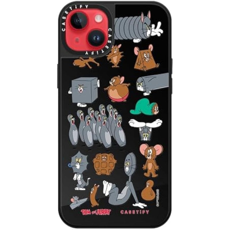 Casetify Mirror Case for iPhone 14 Plus 【Tom and Jerry Colab/Reflective / 4.9ft Drop Protection/Compatible with Magsafe】 - Pattern Sticker - Black on Black - Image 5