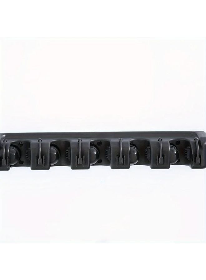 Wall Mounted Broom And Mop Holder With 5 Slots 6 Hooks Easy Install No Slide Design Black - Image 5