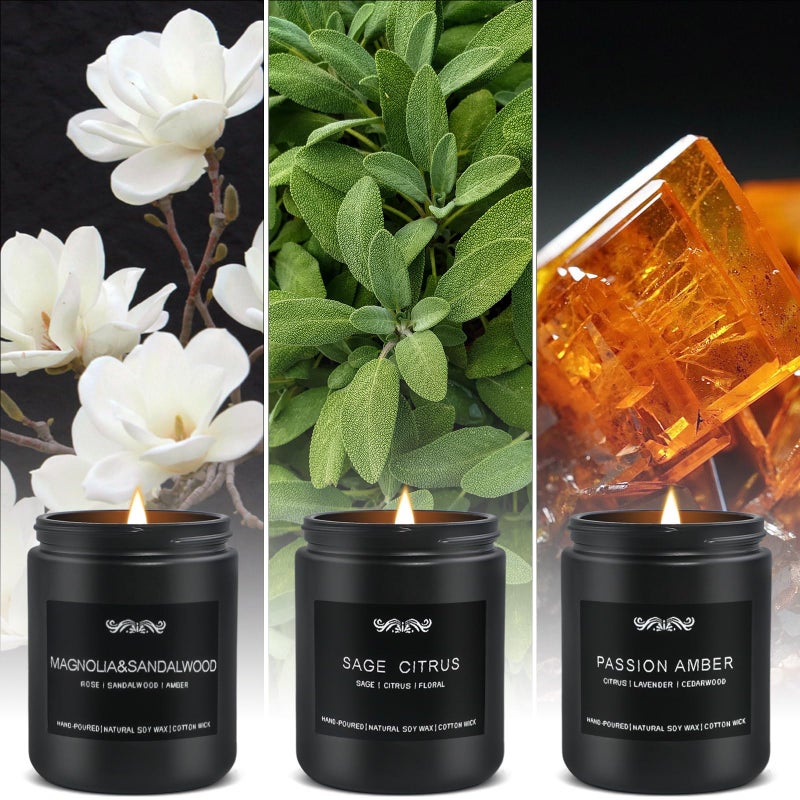 JXDLSQ Scented Candle Set, Men Candle Set, Scented Candles for Home, Gifts for Men, 4 Pack Manly Candles Gifts for Mens Scents of Smoke Vanilla/Leather/Oak/Lavender Wood - Image 4