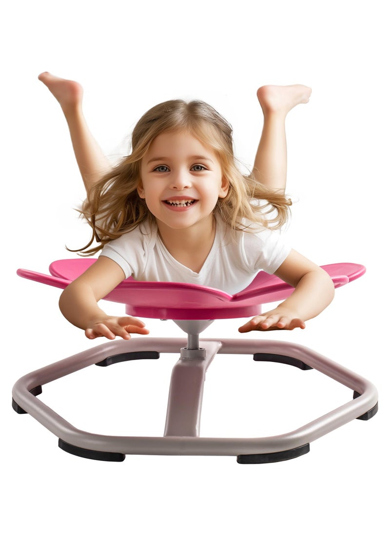 XiuWoo Kids Sensory Swivel Chair, Autism Kids Swivel Chair with Non-Slip Design, Training Body Coordination, Flower Shape Wobble Chair, No Assembly, Pink - Image 2