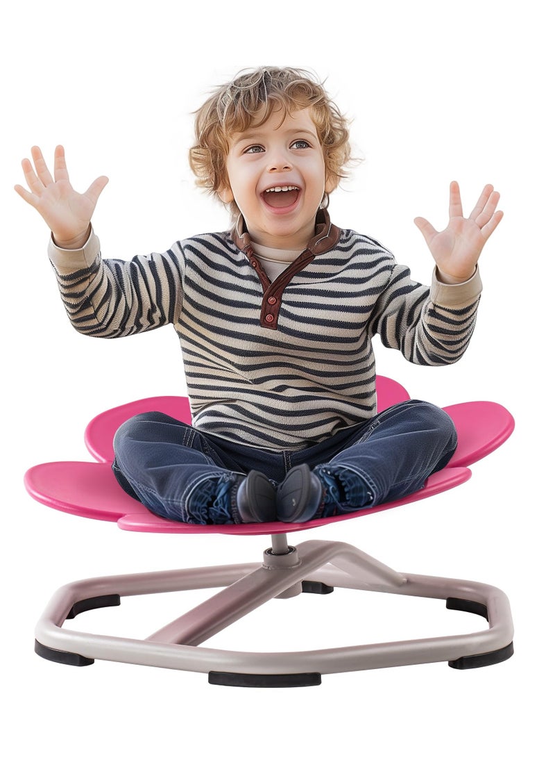 XiuWoo Kids Sensory Swivel Chair, Autism Kids Swivel Chair with Non-Slip Design, Training Body Coordination, Flower Shape Wobble Chair, No Assembly, Pink - Image 3