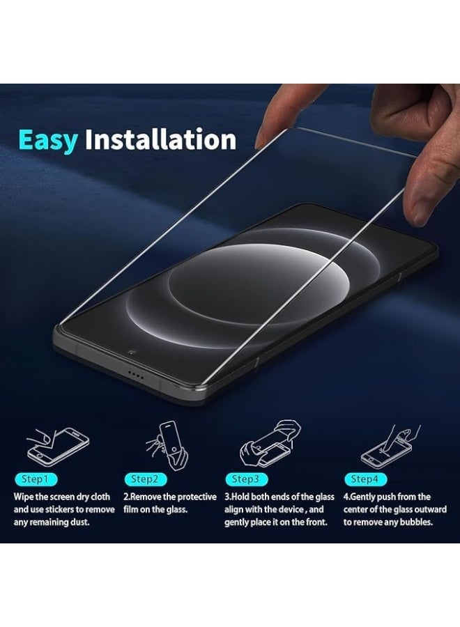 عام 【2+2 Pack】 Screen Protector Compatible with Xiaomi 15 Ultra with Camera Lens Protector, Full Coverage 9H Tempered Glass Film, Ultra HD, Anti-Scratch, Bubble-Free, Easy Install Glass - Image 4