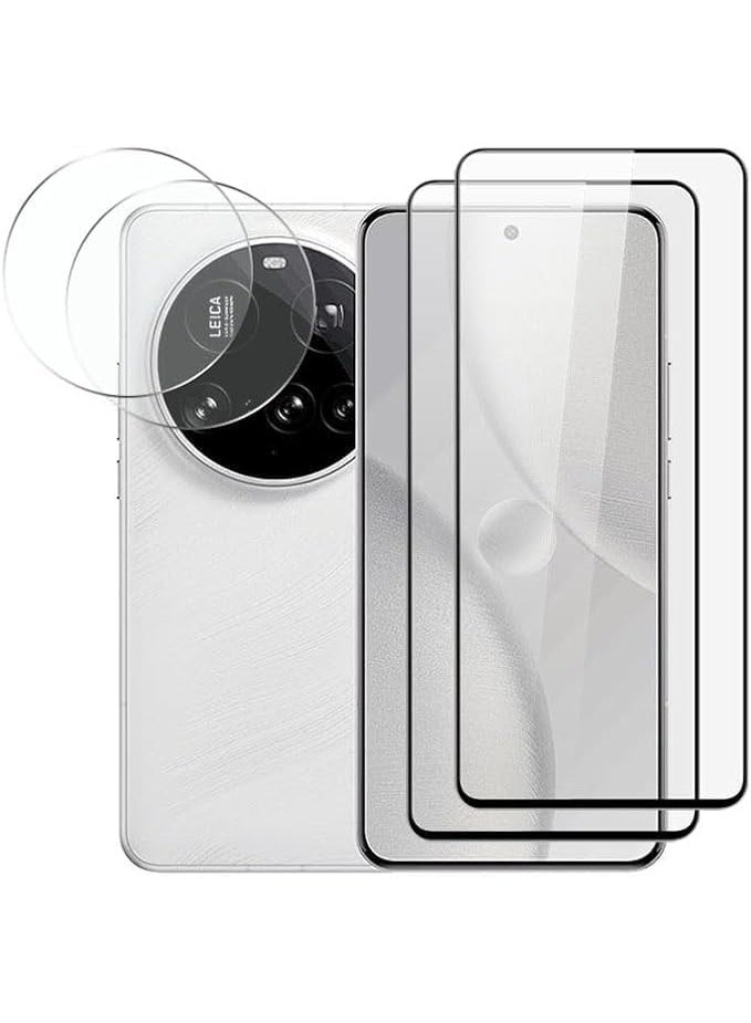 عام 【2+2 Pack】 Screen Protector Compatible with Xiaomi 15 Ultra with Camera Lens Protector, Full Coverage 9H Tempered Glass Film, Ultra HD, Anti-Scratch, Bubble-Free, Easy Install Glass - Image 1