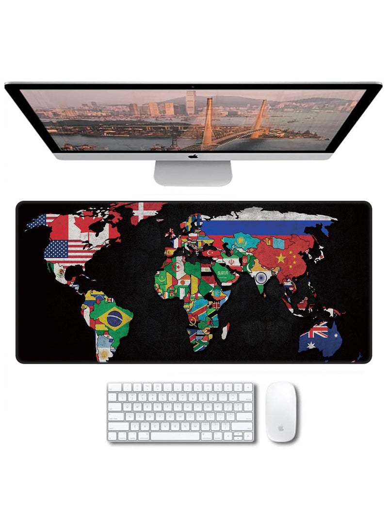 Fabienne Large Mouse Pad Extended Gaming Mouse Pad 90x40cm Non-Slip Rubber Base World Map Mouse pad Office Desk Mat Desk Pad Smooth Surface for Precision Gaming & Work Multicolor - Image 2