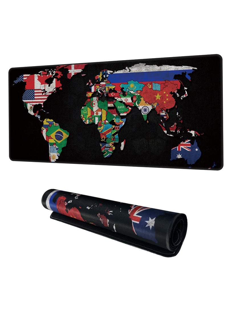 Fabienne Large Mouse Pad Extended Gaming Mouse Pad 90x40cm Non-Slip Rubber Base World Map Mouse pad Office Desk Mat Desk Pad Smooth Surface for Precision Gaming & Work Multicolor - Image 1