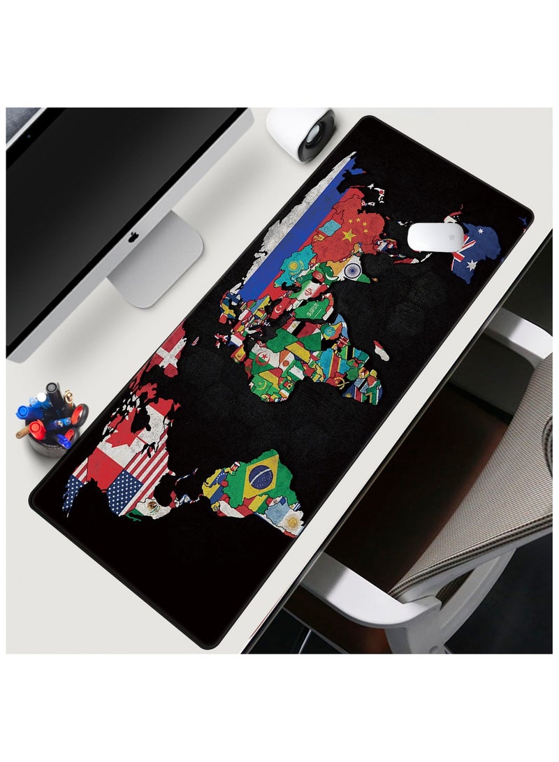Fabienne Large Mouse Pad Extended Gaming Mouse Pad 90x40cm Non-Slip Rubber Base World Map Mouse pad Office Desk Mat Desk Pad Smooth Surface for Precision Gaming & Work Multicolor - Image 5