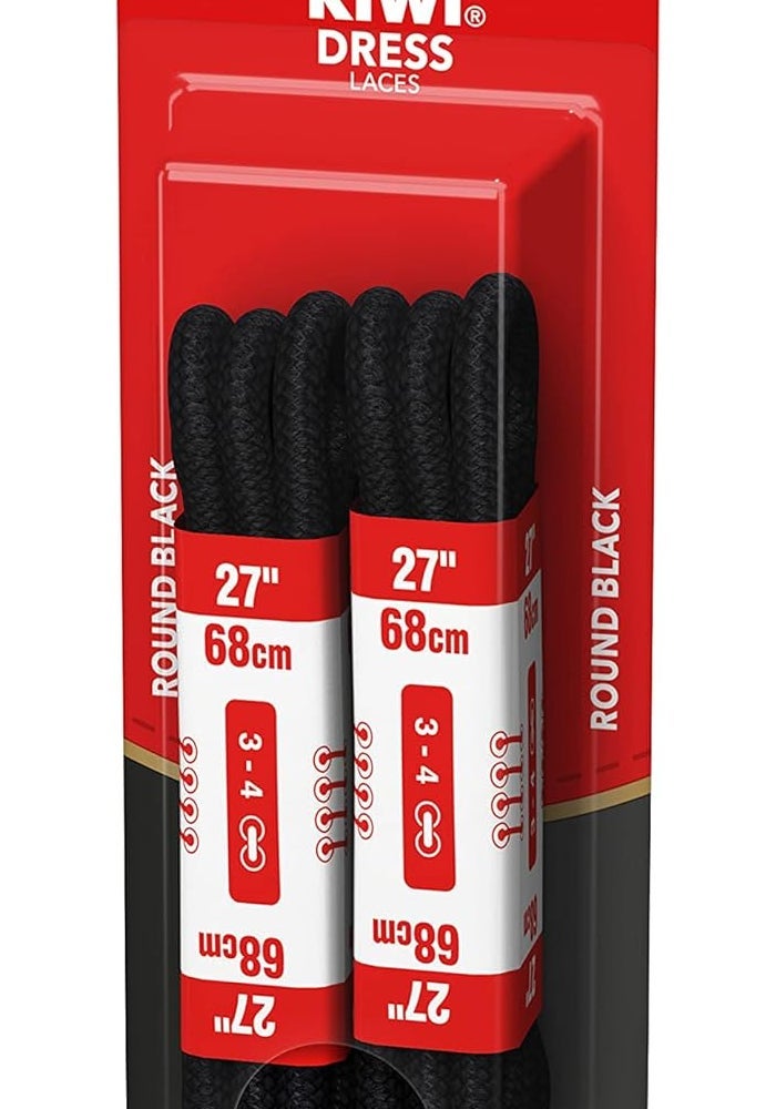 SC Johnson Kiwi Dress Shoe Laces - 27-Inch Round Black Laces (Pack of 2) - Image 3