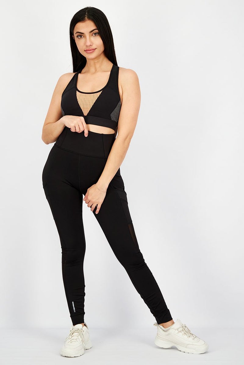 Reebok Women Sportswear Fit Padded Training Bra, Clack and Coral and Grey - Image 2