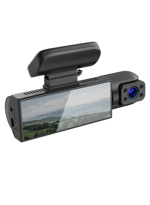 Dash Cam Front and Inside 1296P Dual Dash Camera For Cars 3.16 Inch Full HD 110 Degree Wide Angle Car Dashboard Camera With Infrared Night Vision,G-Sensor, Parking Monitor, Loop Recording