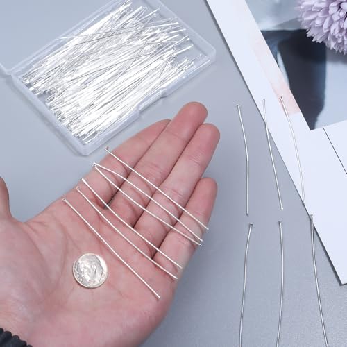 Yumttero 200 Pcs 70mm/2.76 Inch 21 Gauge Head Pins for Jewelry Making Straight Eye Ball Pin for DIY Christmas Styles Craft Earring Bracelet Necklace Pendant Making (Head Pins,Sliver Color) - Image 3