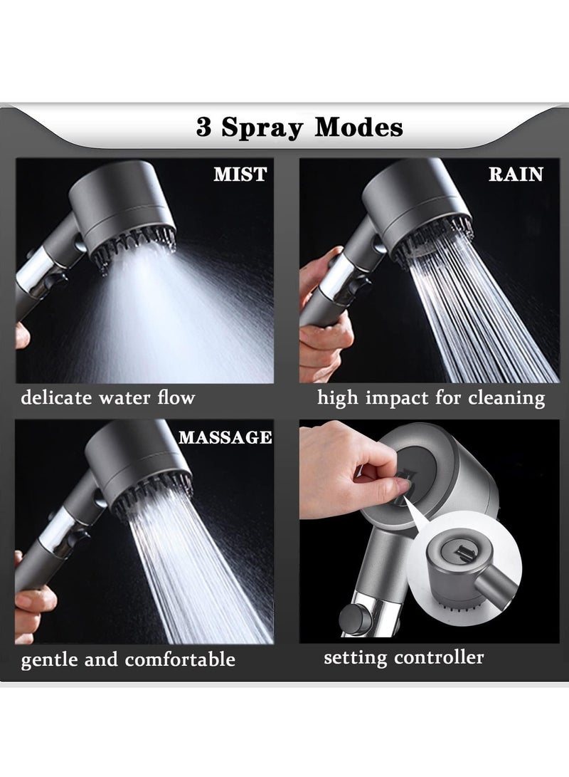 DubaiGallery High Pressure Massage Rain Shower Head 3 Modes with Adjustable Filter Boost Shower Set Hose Holder Bathroom Accessories - Image 4