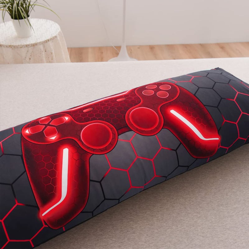 NTBED Gaming Body Pillow Cover 100% Brushed Microfiber Pillowcase with Envelope Closure for Kids Boys Adults (20""x54"" Red) - Image 3