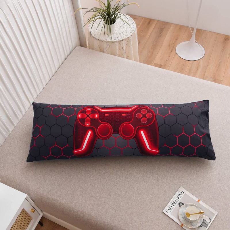 NTBED Gaming Body Pillow Cover 100% Brushed Microfiber Pillowcase with Envelope Closure for Kids Boys Adults (20""x54"" Red) - Image 1