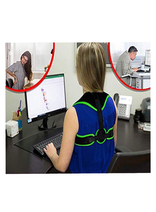 RD MALL Polyester Therapy Posture Corrector Body Belt Brace Shoulder Support (Green & Black) - Image 3
