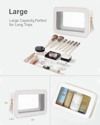 KOTORA Clear Makeup Bag Set for Women Portable Clear Make up Bag Cute Waterproof Travel Cosmetic Bag Toiletry Bag for Car Essentials Bag White - Image 3