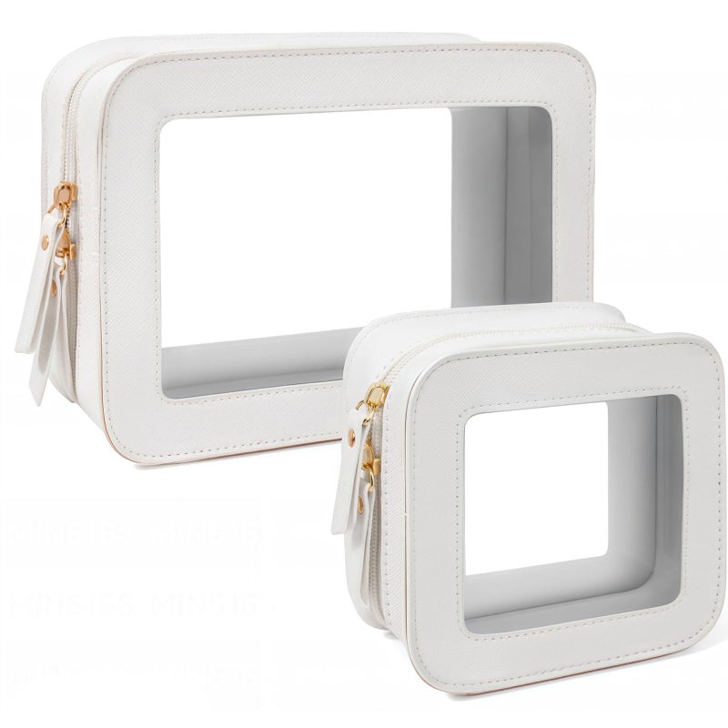 KOTORA Clear Makeup Bag Set for Women Portable Clear Make up Bag Cute Waterproof Travel Cosmetic Bag Toiletry Bag for Car Essentials Bag White - Image 2