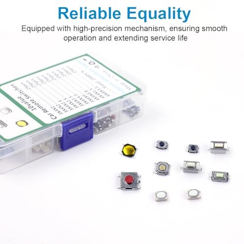 Serplex® 250pcs Push Button Switches Push Button Switch On Off Replacement Remote Control Button Replacements for Repairing with 10 Designs Micro Push Button Replacements with Box - Image 3