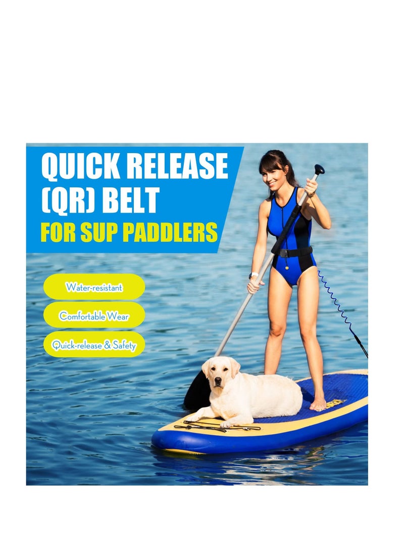 SYOSI Sup Leash Waist Belt, Quick Release Paddle Board Waist Leashes Belt, 50mm Standard Adult Adjustable QR Safety Waistbelt Fits for Stand Up Paddleboards Use with Ankleleash Black  - Image 2