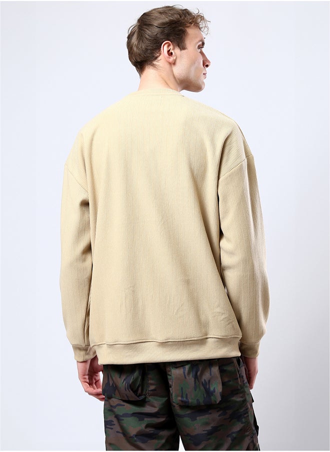 RAVIN Sand Long Sleeves Ribbed Sweatshirt with Round Neck  - Image 3